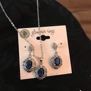 Beautiful blue sapphire earring and necklace set